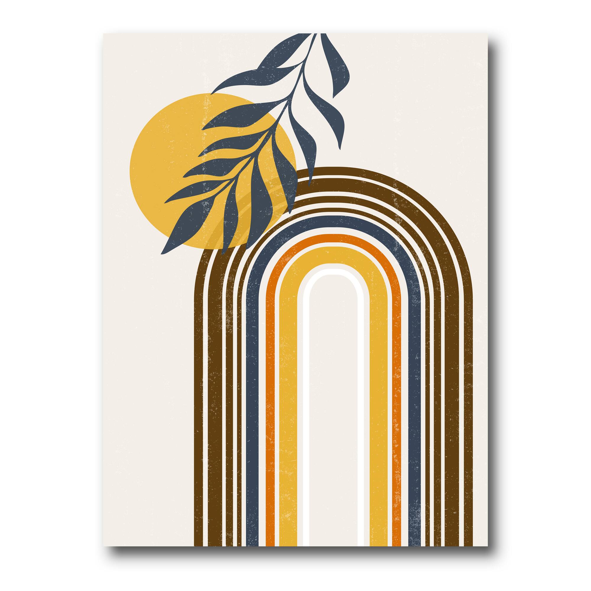 Designart - Abstract Sun Moon Leaves II